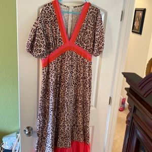Bellelily -cheetah print, pink, orange maxi dress Large